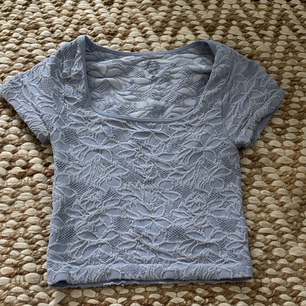 Tilly's Light Blue Lace Crop Top